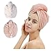 M-bestl 2 Pack Microfiber Hair Towel Wrap,Hair Drying Towel with Button, Hair Towel Turban,Quick Dry,Anti-frizz,Absorbent Head Towel (Pink&Beige)