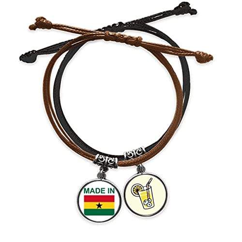 Bracelet corde Ghana authentique avec chaîne bracelet cuir couleur jus de citron l'amour dans