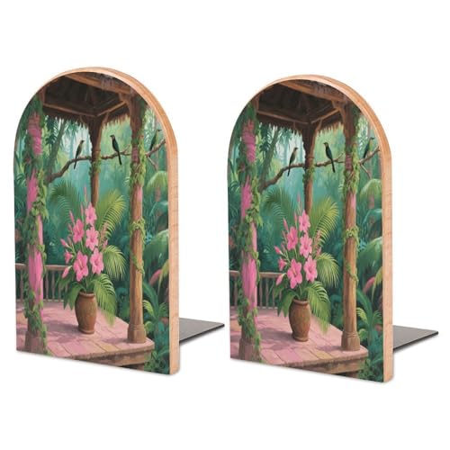 Organizador de libros tropical para estantes del salón y despachos modernos 2
