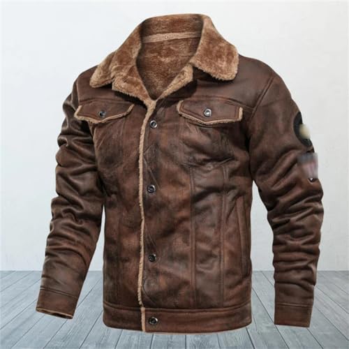 Winter Men's Fur Leather Jacket Coat Retro Streetwear Thicken Leather Bomber Jacket2