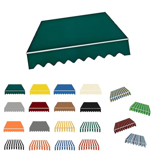 Tela de Repuesto para Toldo RetráCtil Exterior, Cubierta de PoliéSter con ProteccióN UV, Lona Parasol Resistente al Agua para Patios, Jardines y Comercios(Verde,B4.5mxH2m)