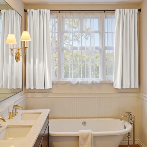 Lazzzy White Velvet Curtains 63 Inch Length for Living Room Bedroom Light Filtering Thermal Insulate Window Drapes Super Soft Luxury Curtains Back Tab 2 Panels by Lazzzy - Image 5