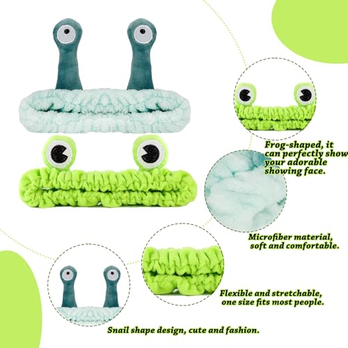 AOOTUERL 2 Pcs Skincare Headband, Cute Frog Headband and Snail Headband Headband - Image 3