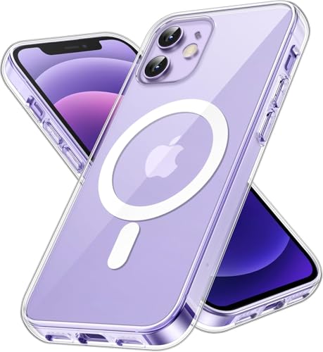Image of JGD PRODUCTS Magnetic Silicone Case for iPhone 12 Compatible with MagSafe, Shockproof Phone Bumper Cover, Anti-Scratch Clear Back (Clear)
