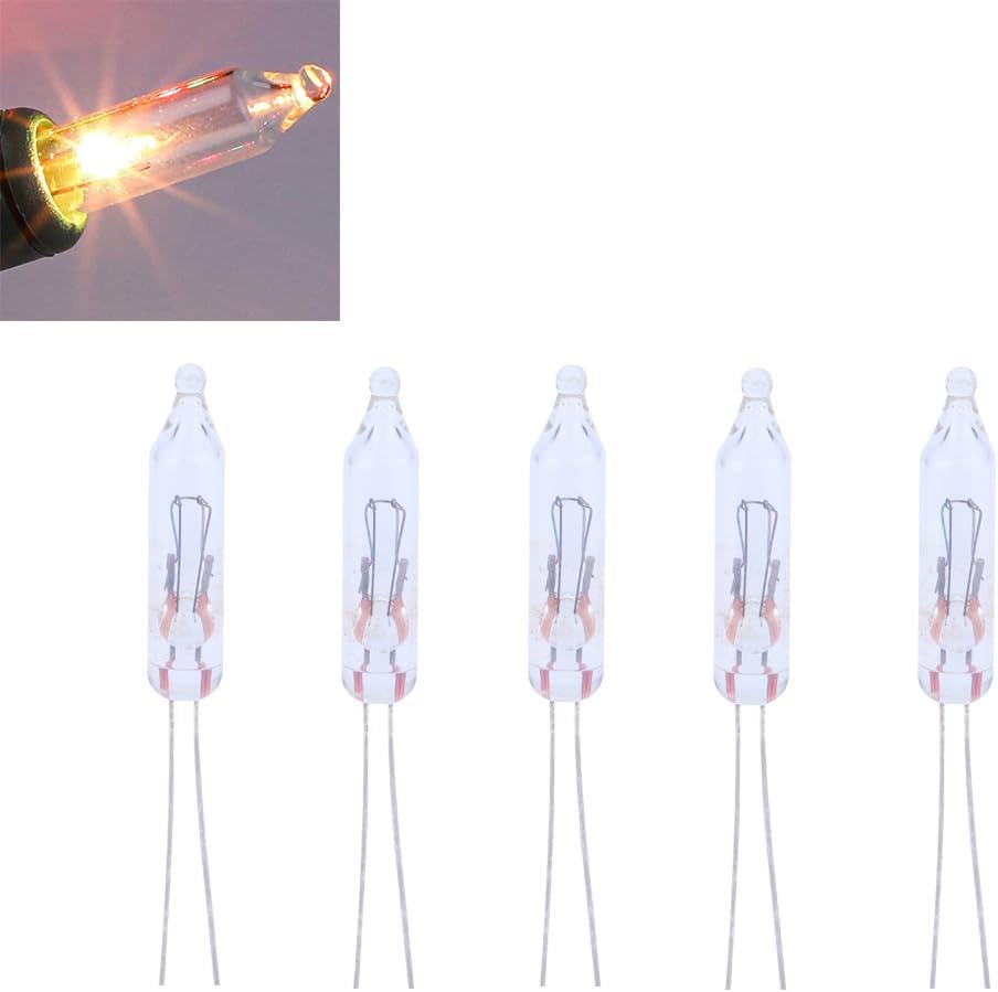 12 Volt Mini Christmas Replacement Bulbs for Incandescent String Lights, Pinched Base, 0.96 Watt, 80 mA (10)