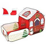 Kinder Spielen Zelt, Faltbare Weihnachts -Kinder -Spielhaus mit Crawler -Tunnel, Oxford...
