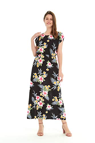 Image of Family Matching Hawaiian Clothes, Hibiscus Black | Black Hibiscus Print • Soft Rayon Fabric • Family Matching Outfits • Vacation Ready • Luau Party Wear