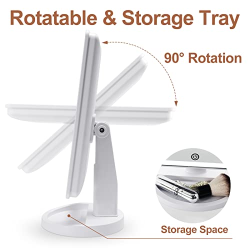 Cosmirror Makeup Vanity Mirror With 3 Color Lighting, Lighted Makeup Mirror With 72 Led Lights And 10X Magnifying Mirror, Dual Power Supply, 180 Degree Rotation Cosmetic Tabletop Light Up Mirrors #TOP7