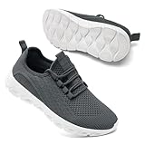 IQYNAM Running Shoes for Men Slip on Walking Tennis Gym Workout Athletic Shoes Comfy Slip Resistant Work Sneakers Unisex Gray Size Men 8