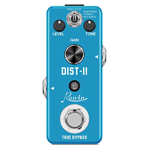 Rowin LEF-301B - Pedal de distorsión para guitarra eléctrica True Bypass DC 9V azul
