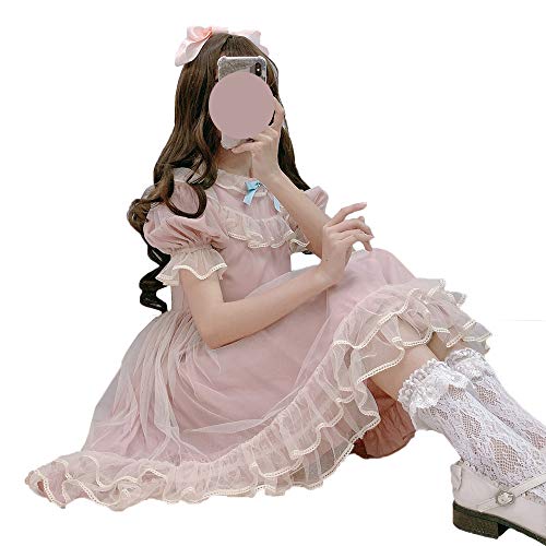 Summer Japanese Lolita Lace Dress Teen Girls Soft Cute Ruffles A-Line Princess Party Dresses2