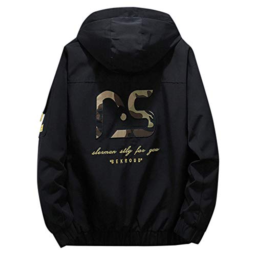 Veste à capuche pour homme style patchwork noir vêtement décontracté ample