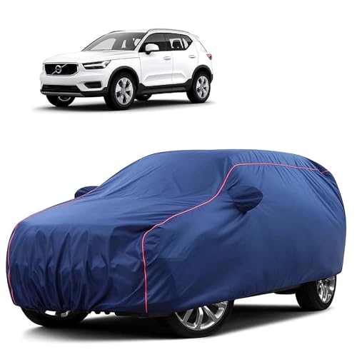 Image of Sulfar 100% Water Resistant Car Body Cover Compatible with Mirror for Volvo X 40 (Triple Stitched, Full Bottom Elastic, Blue Tafetta with Red Piping)