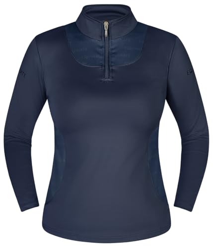 Equinate Damen Funktionsshirt Glide - leichtes Langarmshirt für Reitsport und Training - atmungsaktiv elastisch und angenehm weich auf der Haut XS Navy