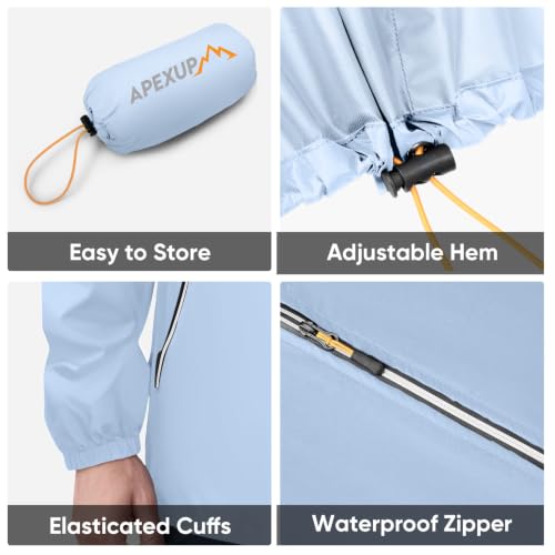 Image of APEXUP Packable Rain Jacket Men Waterproof Lightweight Raincoat with Hood