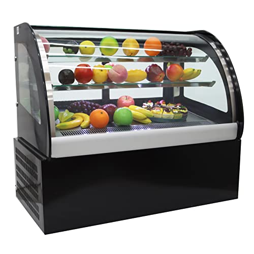 TECHTONGDA Countertop Display Refrigerators Cake Showcase Cooling Display Case Commercial Bakery Cabinet with White LED Light 220V Back Door with Humidifier