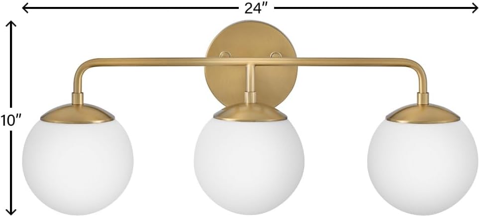 Lark Julep Three-Light Bath Vanity Fixture, Art Deco Globes, Modern Style, Lacquered Brass