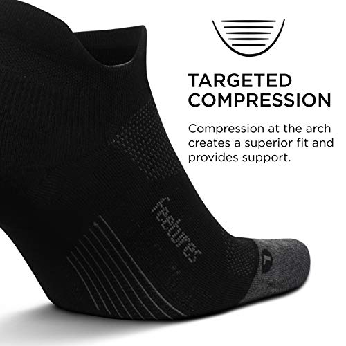 Feetures Elite Max Cushion No Show Tab Ankle Socks - Sport Sock with Targeted Compression - Black, S (6 Pair)2