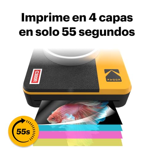 Miniatura 4 de Kodak Mini Shot 3 Retro 4pass 2-En-1 Cámara Instantánea E Impresora De Fotos 7,6x7,6cm Pack Con 68 Hojas, Amarillo