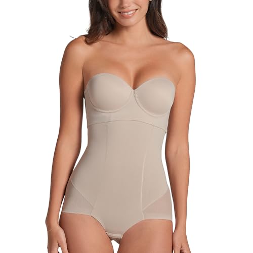 Leonisa Extra High Waisted Tummy Control Underwear - Thong, Sheer Bottom, Shaper Shorts, Butt Lifting Shapewear for Women