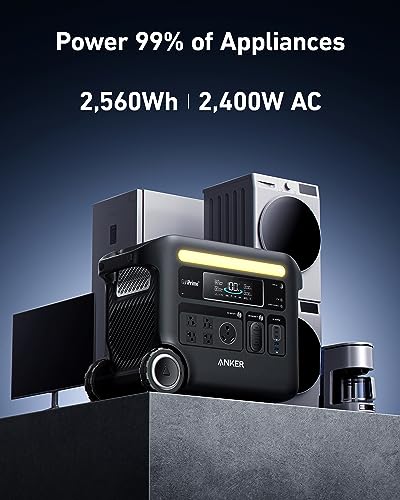 Image of Anker SOLIX F2600 Portable Power Station, 2400W (Peak 3600W) Solar Generator, GaNPrime Battery Generators for Home Use, 2560Wh LiFePO4 Power Station for Outdoor Camping, and RVs (Solar Panel Optional)