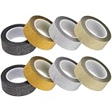 Angoily 8 Rollen Selbstklebendes Glitzer Washi Tape 10m Papierkleberollen Dekoratives Bastelband für Scrapbooking Selbstgemacht Mehrfarbig Rückstandsfrei Entfernbar für Kreative Geschenkverpackung