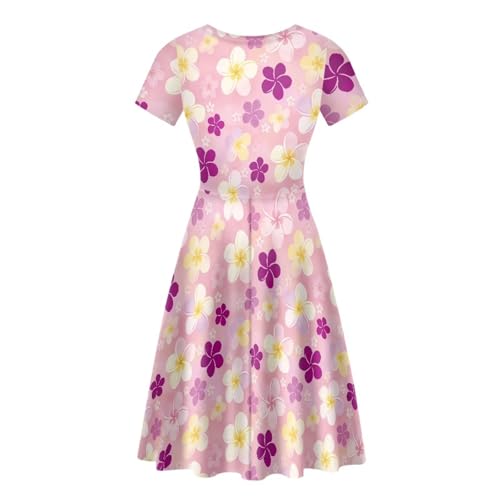 Image of HUGS IDEA Womens Puffy Swing Midi Dress Round Neck Short Sleeve Party A-Line Dresses