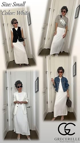 Image of GRECERELLE 2026 Women Year-Round Casual Round Neck Loose Split Wrinkle-Free Long Maxi Vacation Dress with Pockets (XXS-4XL)