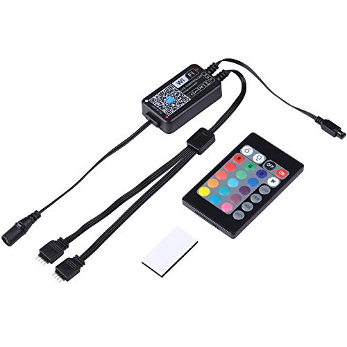 Miheal WiFi Wireless Smart LED Controller with 24 Keys Remote for RGB LED Strip Lights, Compatible with Alexa Google Home IFTTT, Support Android iOS System