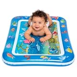 Baby Wasser-Spielmatte, aufblasbare Bauchlage-Matte, Krabbel-Wassermatte, aus PVC, fördert Babyentwicklung, Babygeschenk, Blau