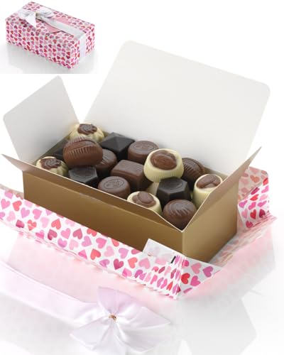 Ballotin Belgische Luxuspralinen 250g als Geschenk mit roten Herzen und Schleife verpackt. Ohne Konservierungsstoffe. Absolute Spitzenqualität.