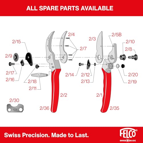 Felco F2 Pruning Shears – 9.25" Swiss-Made Garden Clippers for Professional Pruning | Hand Pruners for Gardening | Garden Tool Cutter with Precision Bypass Blade, Aluminum Body, Replaceable Parts