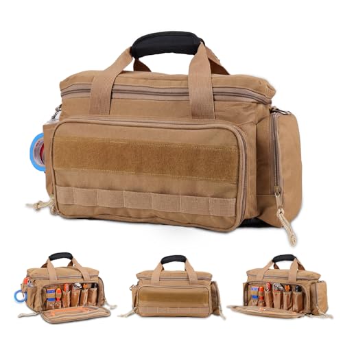 14-Inch Heavy Duty Tool Bags for Men, Tactical Tool Bag With Anti-Friction Bottom, Hand Tool Storage Bag, Work Tote Bag and 16+ Multi-Pockets, Ideal Gift For Mechanics, Electricians, Carpenters