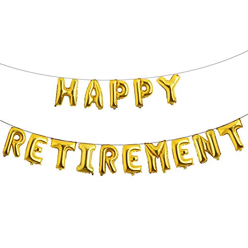 Set of 15 Happy Retirement Balloons & Banner - The Legend Has Retired (RETIREMENT GOLD)