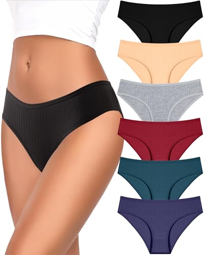 Image of FINETOO Cotton Cheeky Womens Underwear breathable ribbed low rise Bikini