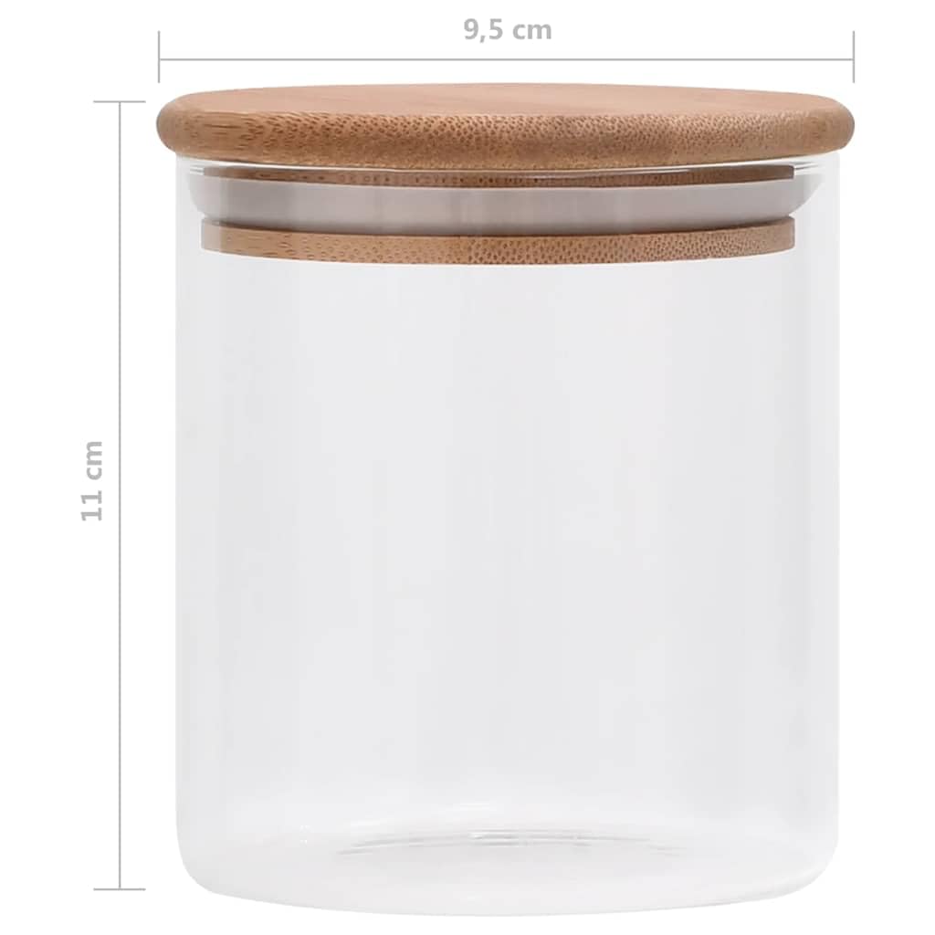 Tarros de almacenamiento con tapa de bambú, juego de 10 unidades, cristal transparente, 600 ml, apilables, para cocina, despensa, herméticos para dulces y ordenar