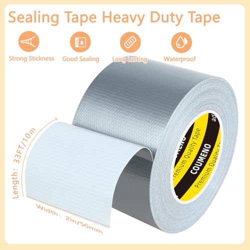 Image of Heavy Duty Single Side Duct Tape,2in x 33FT,Strong Adhesive High Strength,Versatile Mesh Adhesive Tape for Easy Sealing, Repairing and Bonding Indoors and Outdoors,Silver