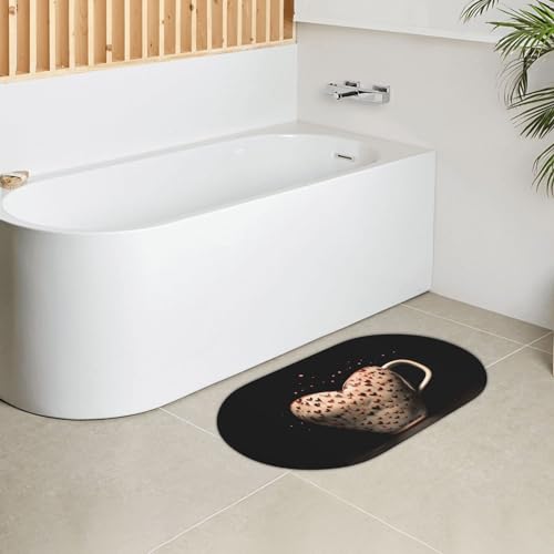 Tapis de bain en pierre anti-glisse forme cœur 50x80 cm douche