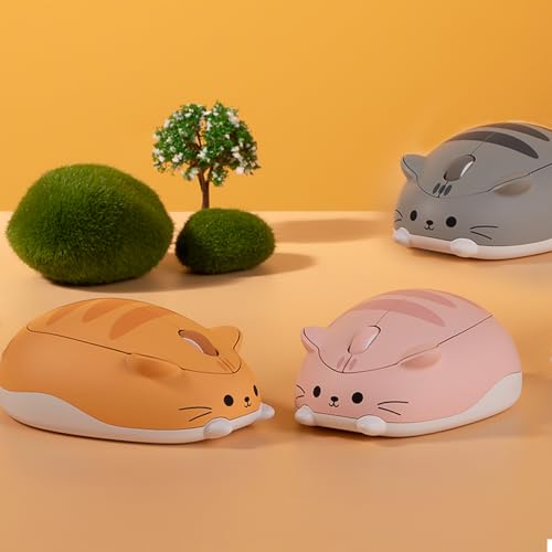 Grazioso mouse wireless con tema gatto, Mice rosa, Mice tri-mode Bluetooth 3.0/5.0/2.4G con ricevitore USB A, clic silenzioso, mouse cartoon per laptop/PC (Pink Angie) - Gadget - Immagine 7