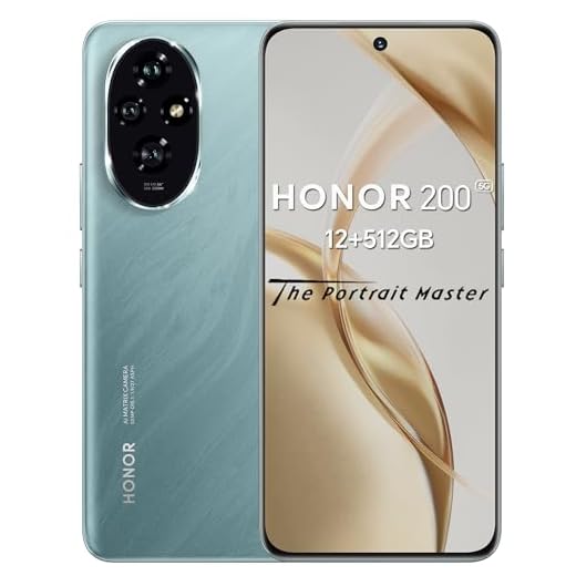 HONOR 200 Smartphone 5G NFC Dual SIM, 12GB RAM 512GB, AMOLED da 6.7 pollici telefono con tripla fotocamera principale da 50 MP, 5200 mAh, Android 14, Emerald Green [Versione italiana]