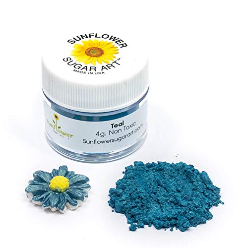 Teal Blue Edible Luster Dust | Edible Powder & Dust | Food Grade Luster Dust for Decorating, Fondant, Baking | Polvo Matizador Azul | Cakes, Vegan Paint, & Dust | Sunflower Sugar Art
