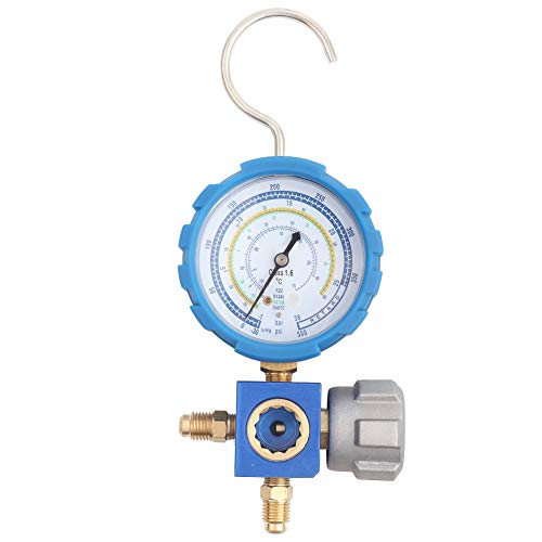 a ir Condition Manifold Gauge Tool, Low Pressure A/C Refrigeration Tool with Sight Glass G1/4 for R22/R410A/R134A/R407C Refrigerants