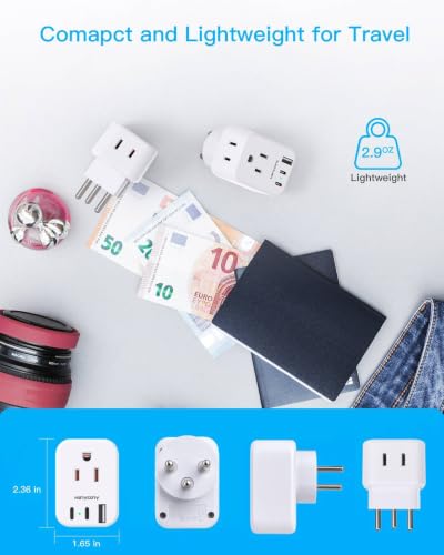 Image of Israel Travel Adapter, US to Israel Power Adapter, Type H Plug Converter