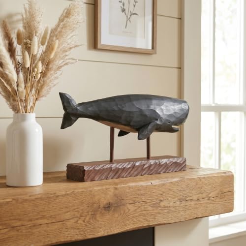 Modelo de ballena de madera con base decorativa miniatura 3
