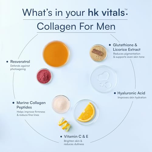 hk vitals Marine Collagen for Men Supplement (Orange, 100g) | Vitamin C, E, Sodium Hyaluronate | For Youthful & Glowing Skin