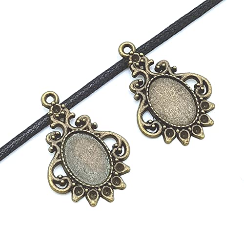 Yoogcorett 20Pcs Charms Antique Bronze Oval Bezel Pendants Trays, Blank Cabochons Base Setting Bezel Cameo Alloy Pendants For Diy Necklace Jewelry Gift And Crafting Findings 33 X 22Mm #TOP1