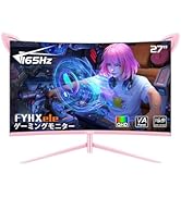 FYHXele ピンクモニター 27インチ 曲面ゲーミングモニター 165Hz - 144Hz対応 1800R 1ms 2560x1440P VAスクリーン 内蔵スピーカー AMD Free-S...