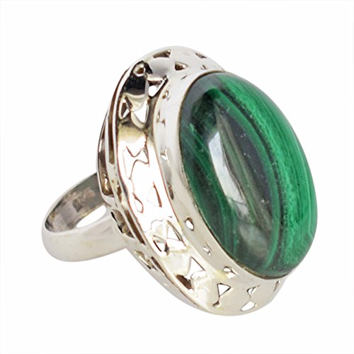 Bague malachite de guérison naturelle et bien-être en argent
