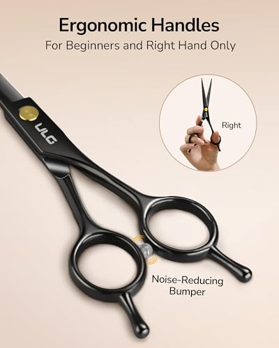 Image of Hair Cutting Scissors Thinning Shears Kit ULG Professional Barber Hairdressing Texturizing Salon Razor Edge Scissor Japanese Stainless Steel 6.5 inch BLK