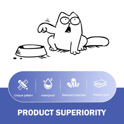 Image of Shakas Fuel Cap Sticker, Hungry Simmons Cat and Empty Bowl Cute Cartoon Decoration, Multi-function Car Window Tailgate Waterproof Self-adhesive Fun Decal, for Most Cars Trucks Laptops (Black #R)